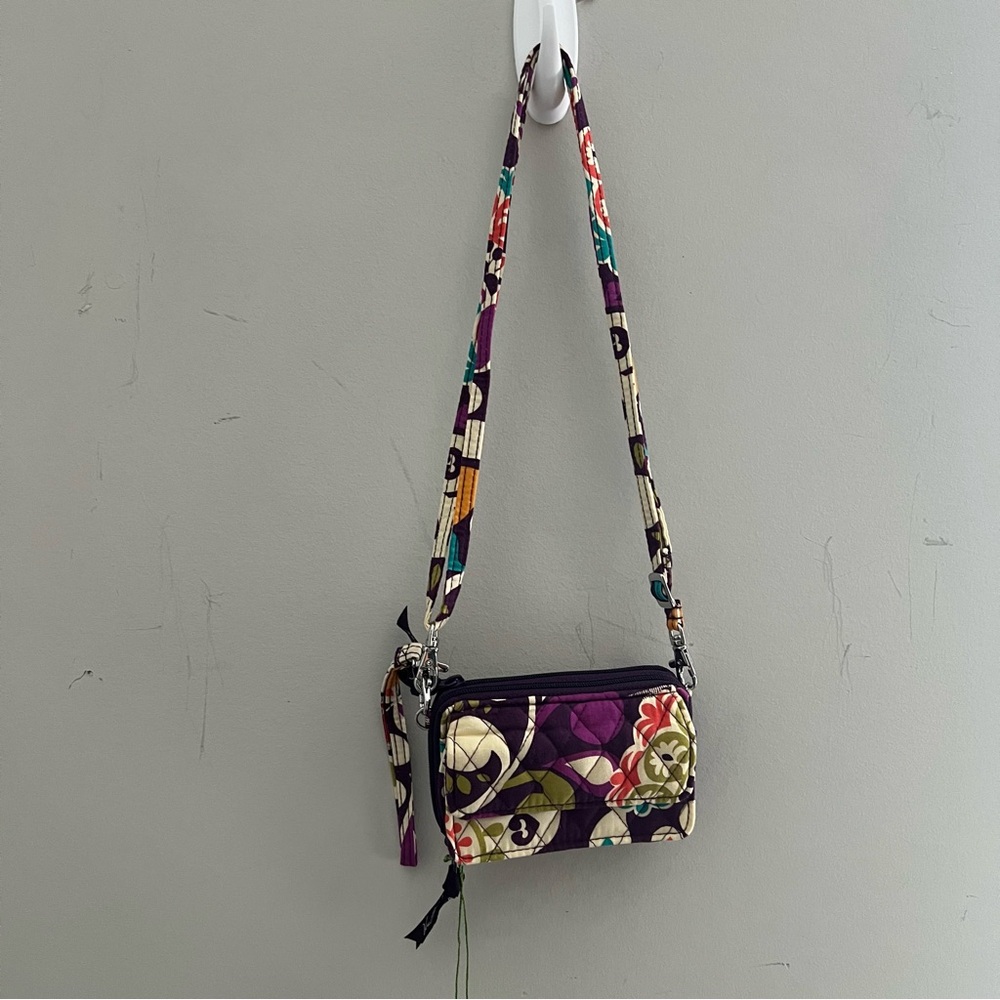 Vera Bradley Purple Cream Crossbody Bag Quilted Floral